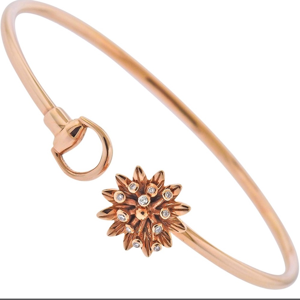 GUCCI Flora Bracelet 18k Rose Gold Italy🇮🇹 Diamonds Horsebit Original Packaging